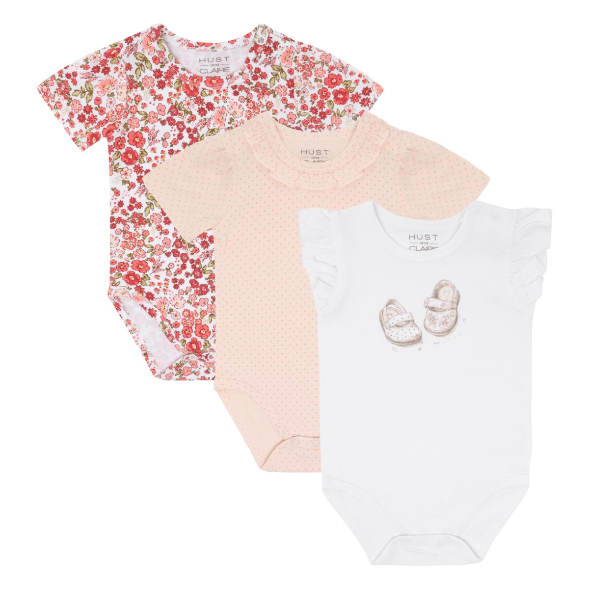 Hust and Claire - Kortermet body 3-pk Bella Summer White - Guttelus.no
