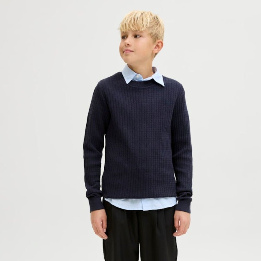 Jack & Jones - Genser Knit Blubarkley Zigzag Night Sky - Billige barneklær