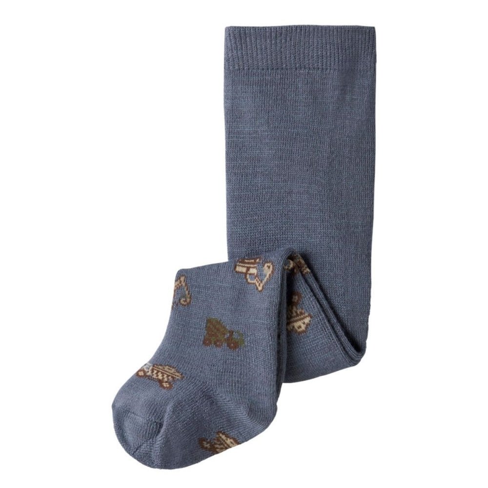 Name It - Strømpebukse Baby Ull/ Bomull Wak Folkstone Gray Working Machines - Guttelus