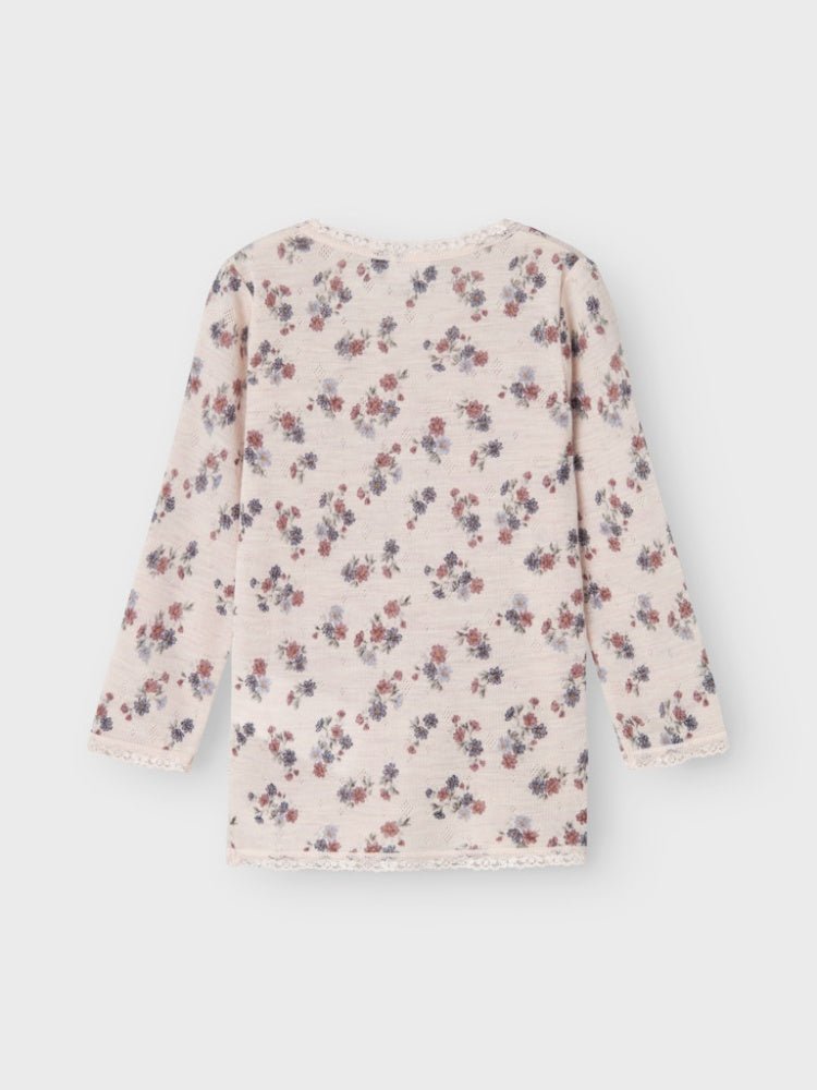 Name It - Trøye Ull Wang Blomster Lilac Ash - Guttelus.no