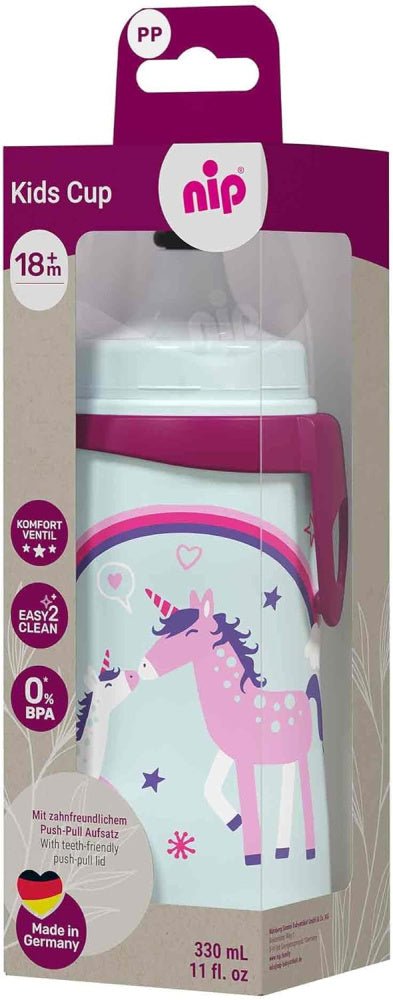 Nip - Drikkeflaske Push Pull Unicorn - Guttelus.no
