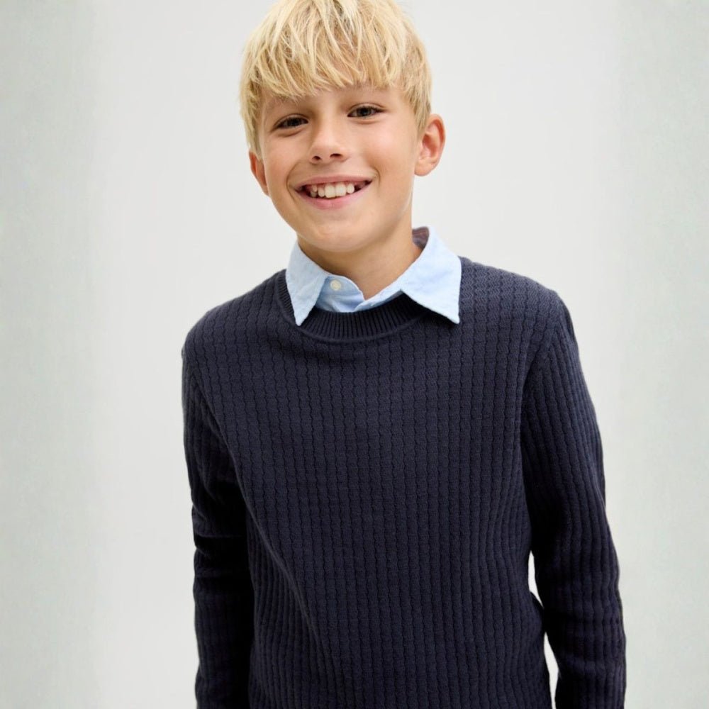 Jack & Jones - Genser Knit Blubarkley Zigzag Night Sky - Billige barneklær