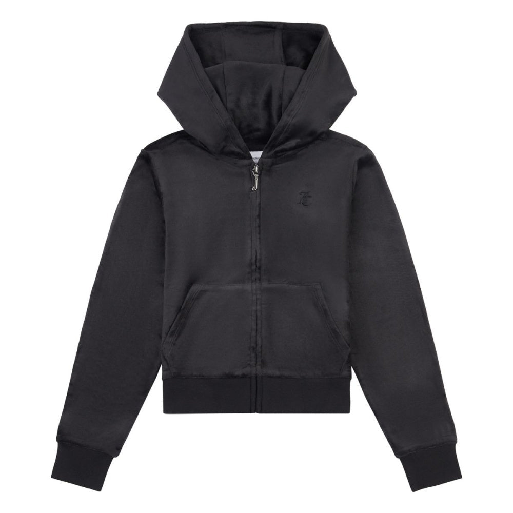 Juicy Couture - Velourjakke Tonal Zip Thru Hoodie Jet Black - Guttelus