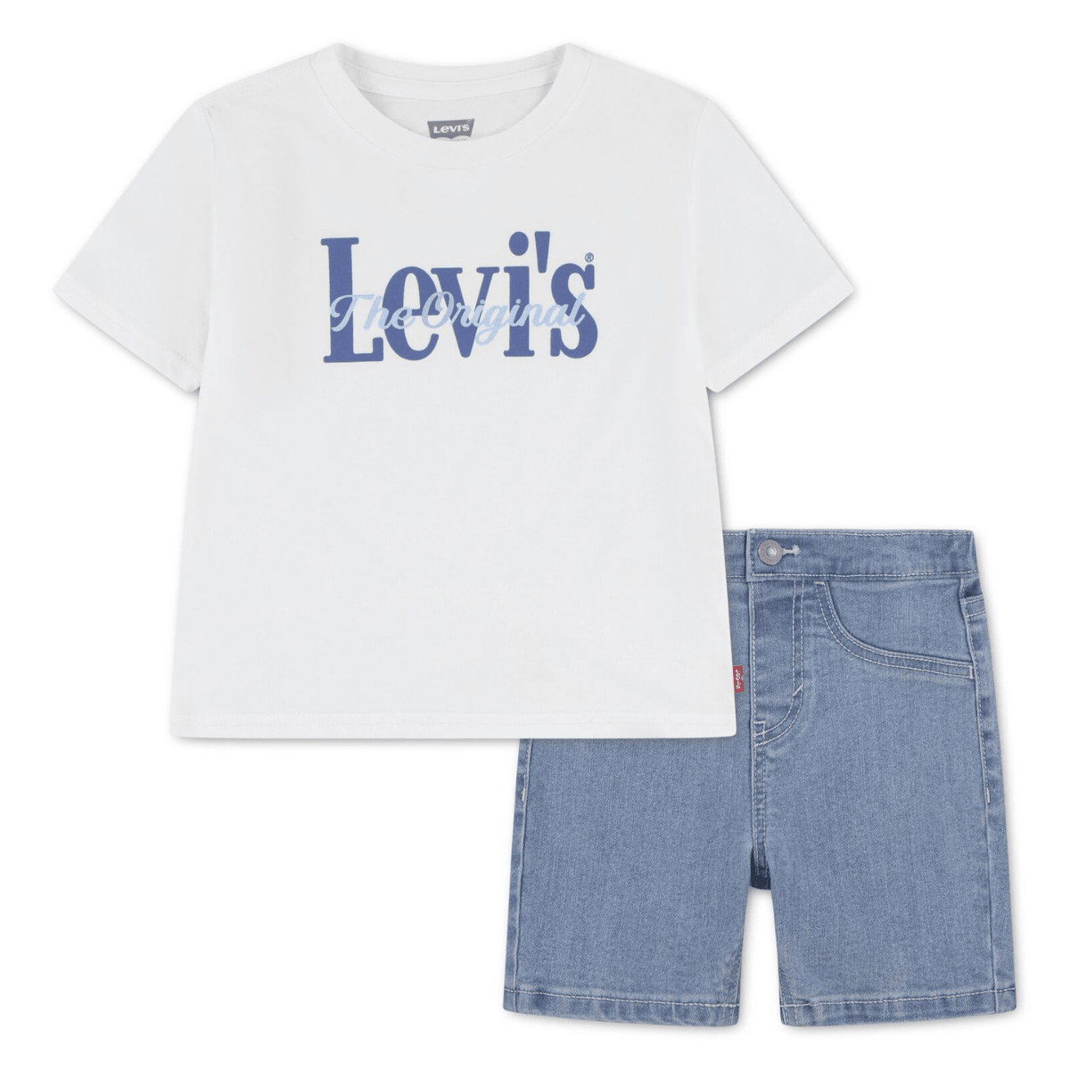 Levi's - Sett Hd Aop Logo T-skjorte & Shorts Bright White - Billige barneklær