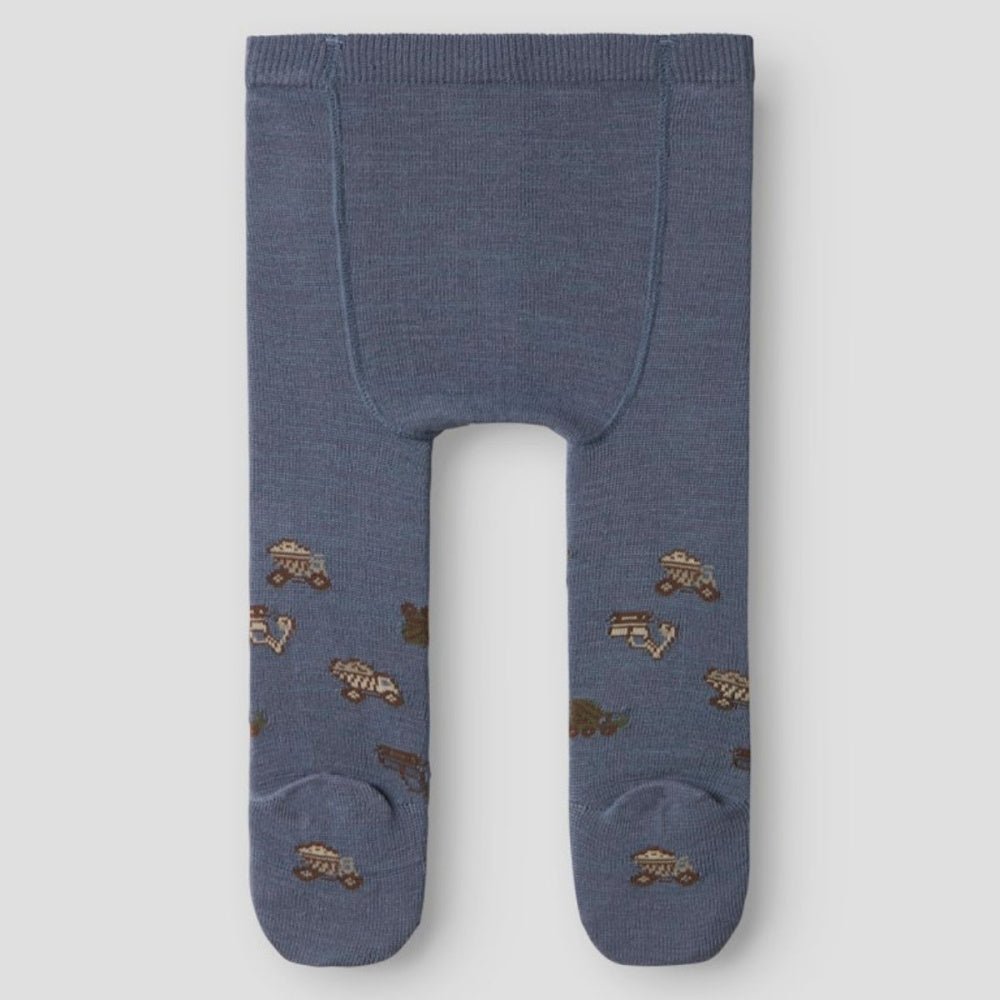 Name It - Strømpebukse Baby Ull/ Bomull Wak Folkstone Gray Working Machines - Guttelus