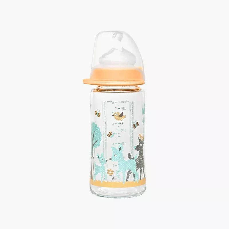 Nip- Tåteflaske Glass Bambi Gul 240ml - Guttelus.no