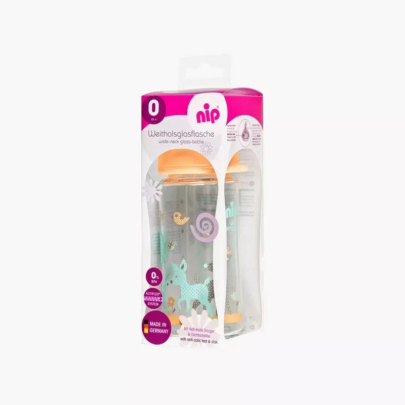 Nip- Tåteflaske Glass Bambi Gul 240ml - Guttelus.no